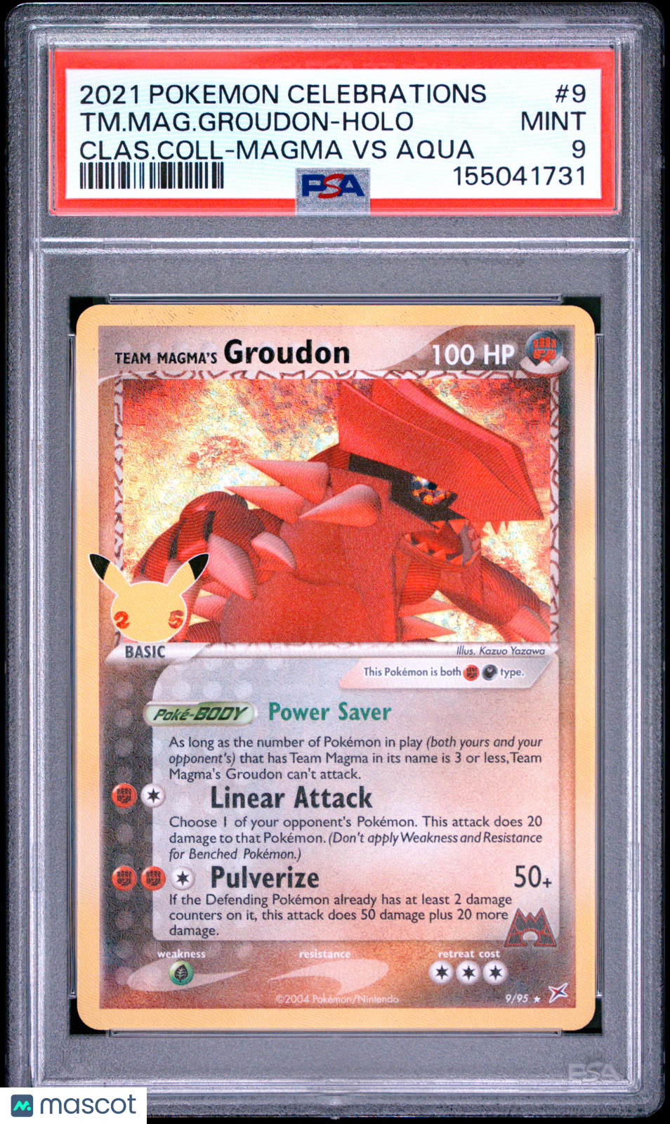 2021 Pokemon Celebrations Classic Collection TM. Mag. Groudon #9 Clas.Coll-Magma VS Aqua PSA 9