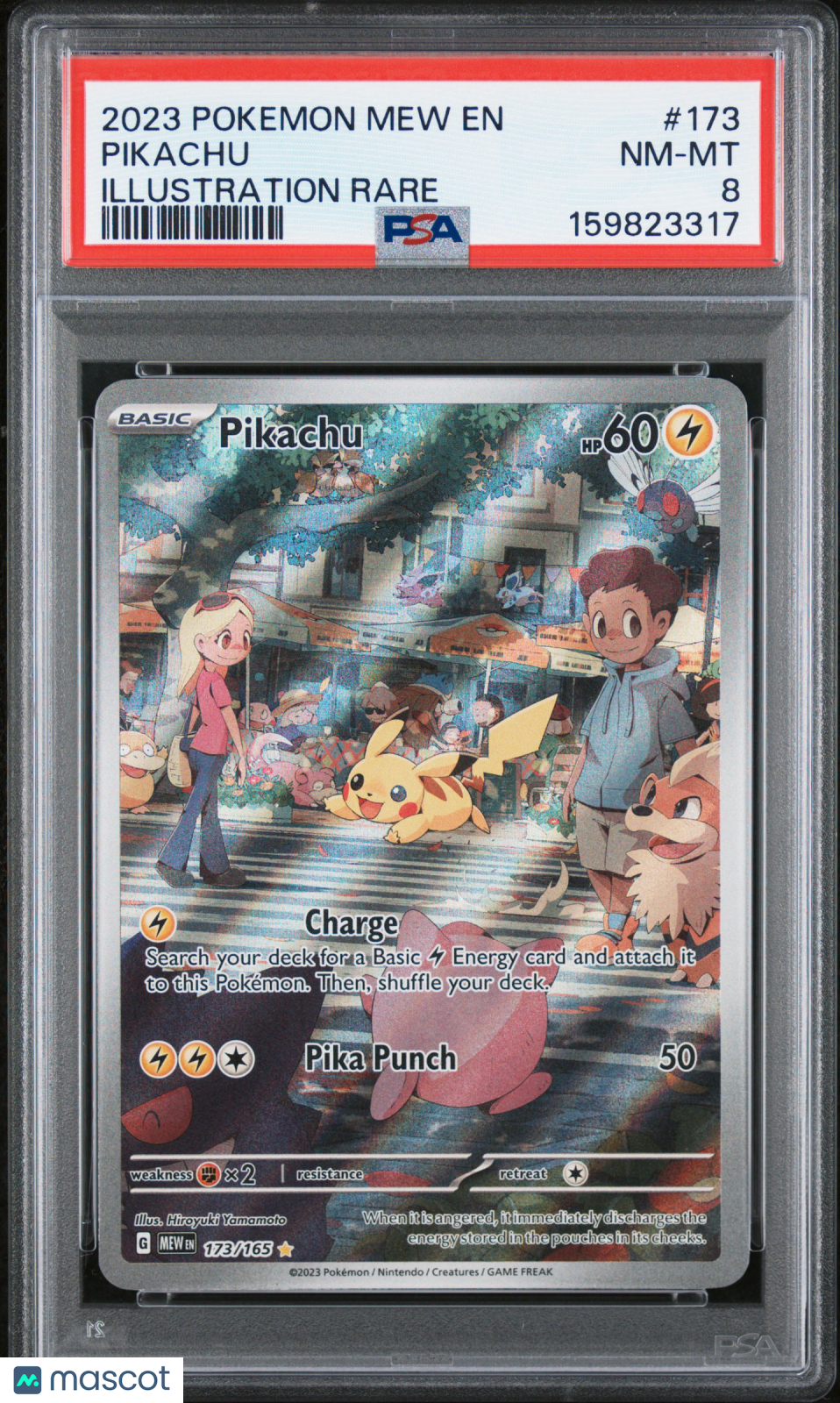 2023 Pokemon Mew EN-151 Pikachu #173 Illustration Rare PSA 8