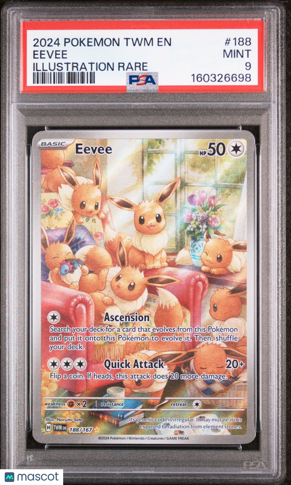 2024 Pokemon TWM EN-Twilight Masquerade Eevee #188 Illustration Rare PSA 9