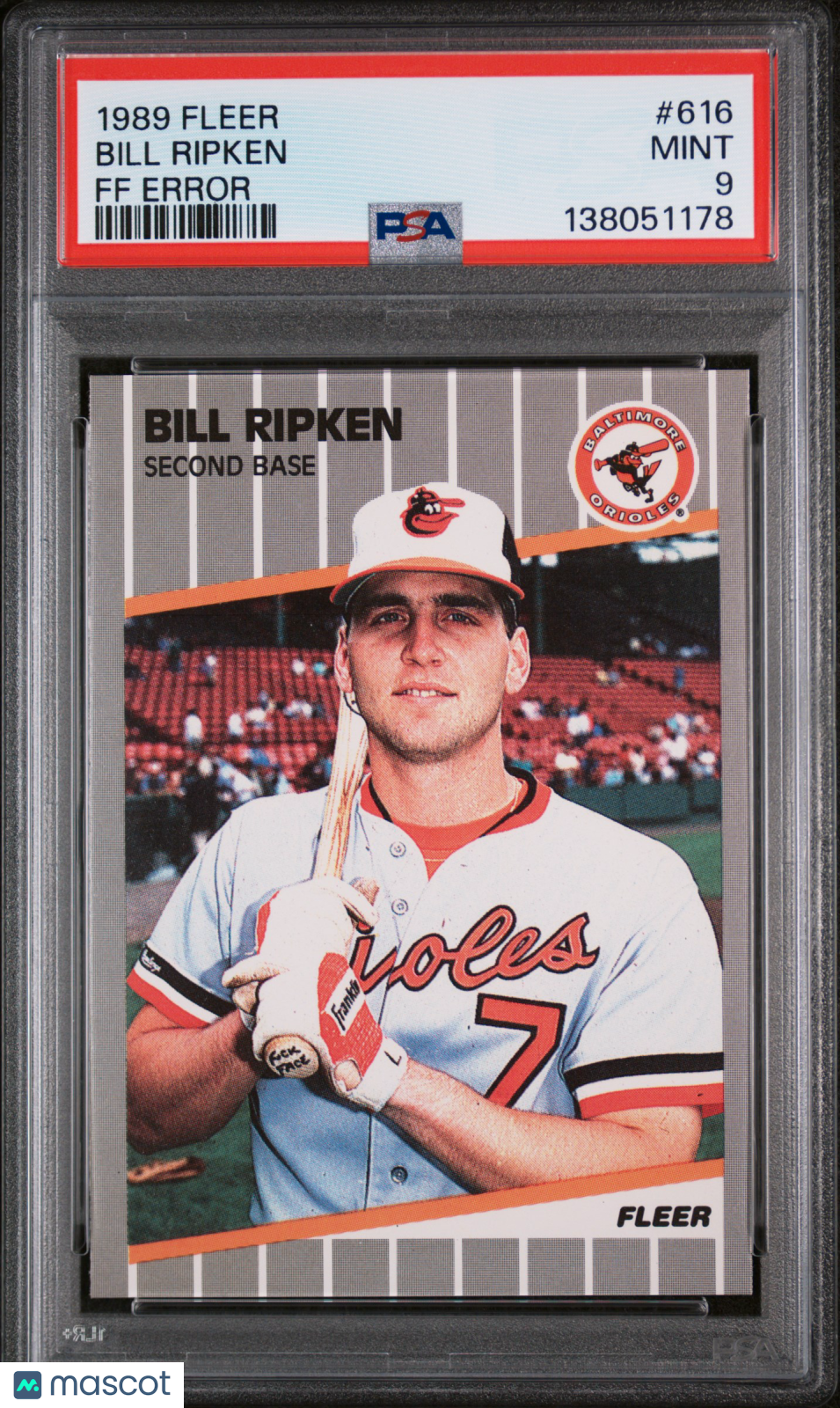 1989 Fleer Bill Ripken #616 FF Error PSA 9