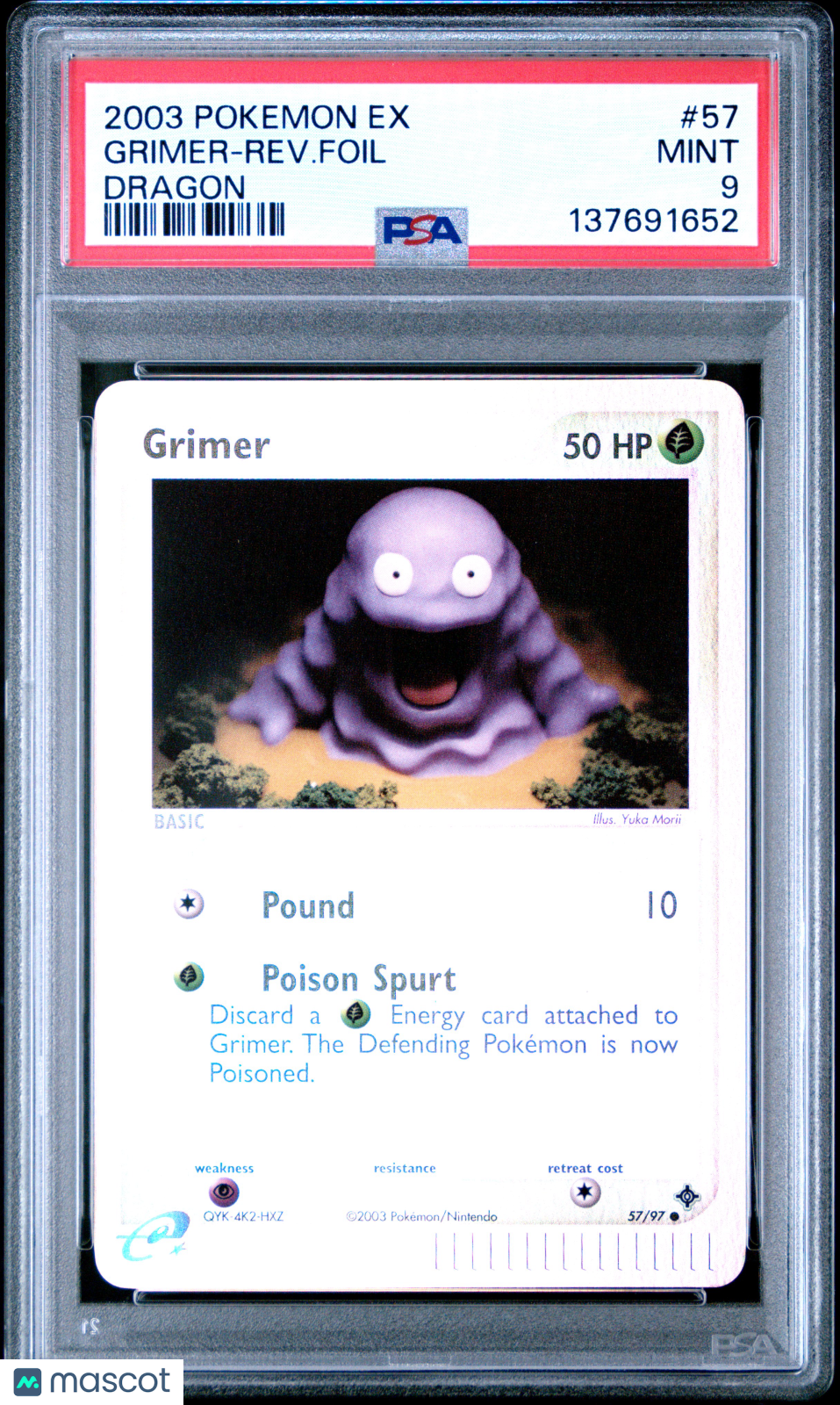 2003 Pokemon EX Dragon Grimer-Rev. Foil #57 Dragon PSA 9