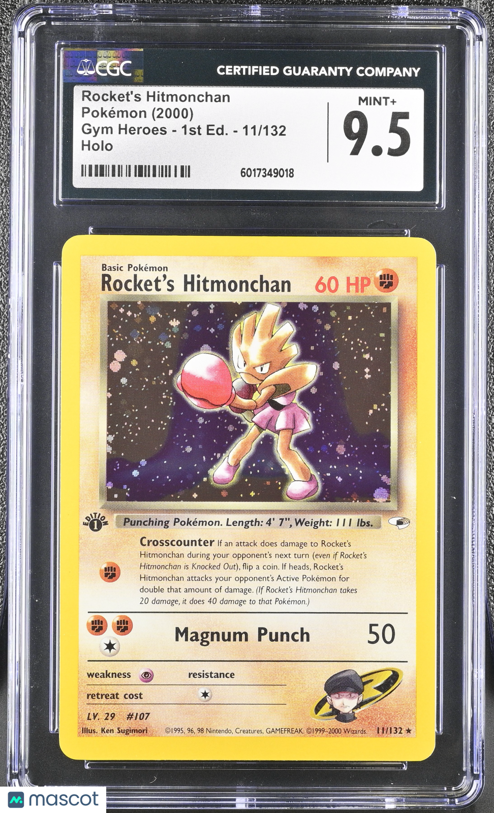 2000 Pokemon Rocket's Hitmonchan #11/132 1st Edition CGC 9.5