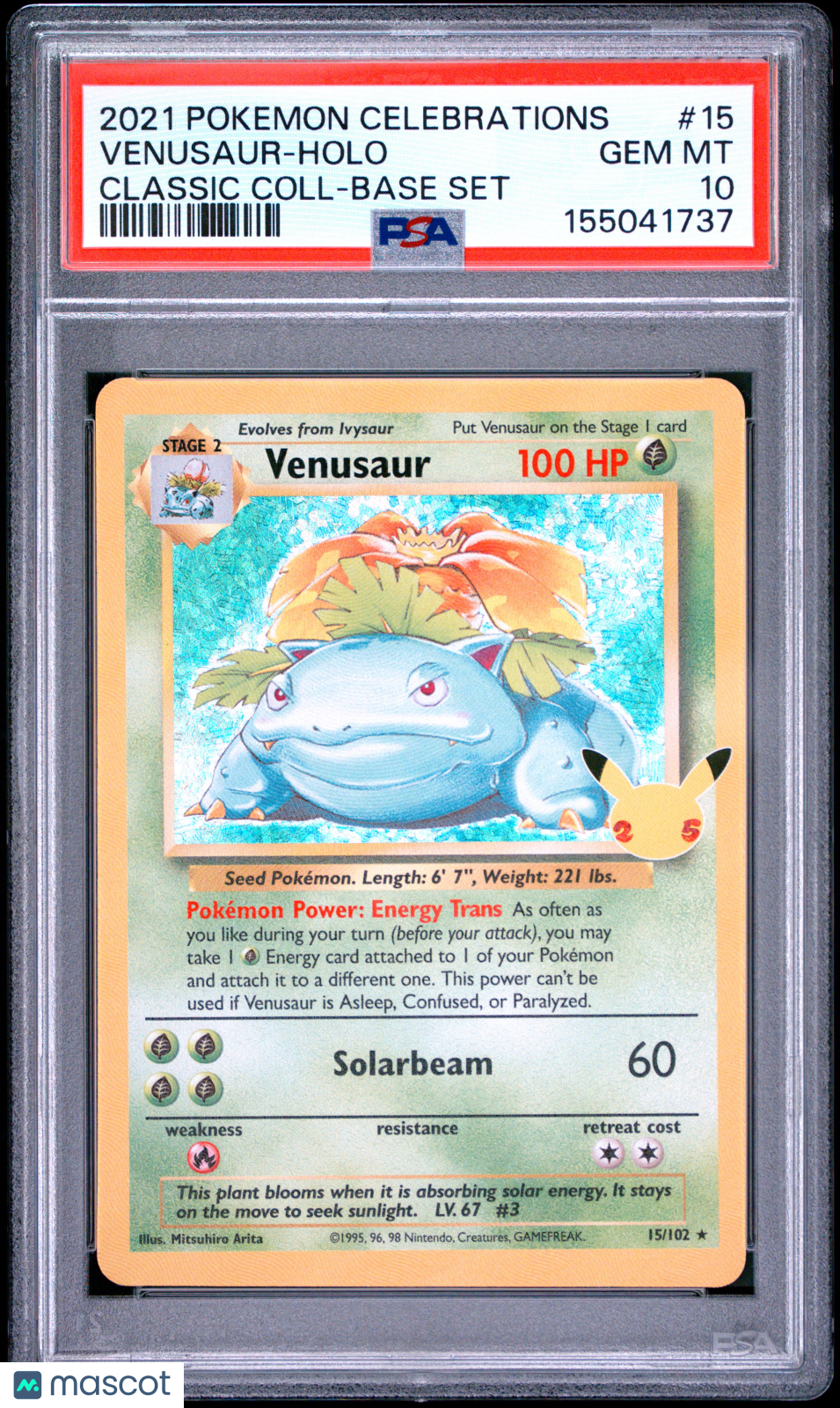 2021 Pokemon Celebrations Classic Collection Venusaur #15 Classic Coll-Base Set PSA 10