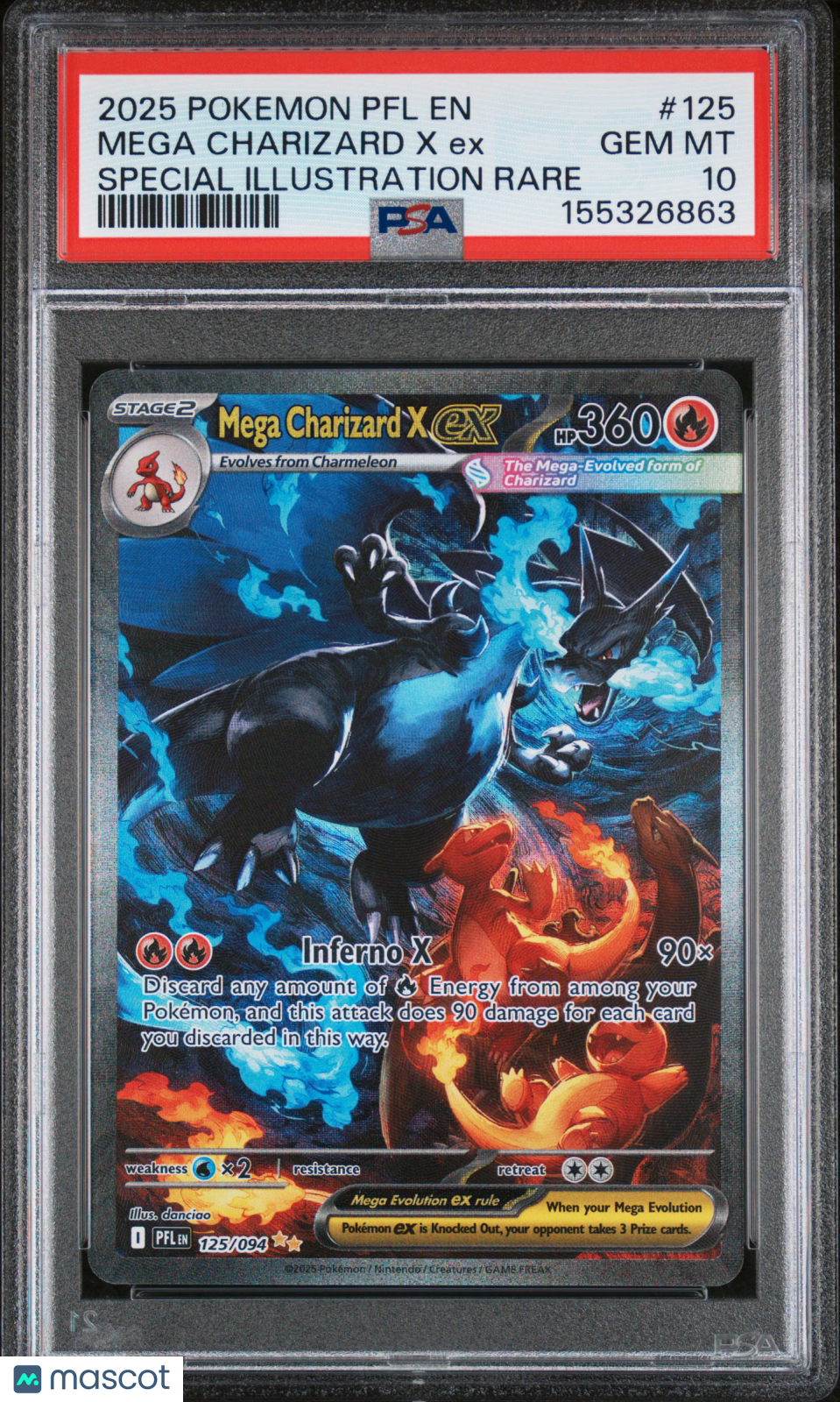 2025 Pokemon PFL EN-Phantasmal Flames Mega Charizard X EX #125 Special Illustration Rare PSA 10