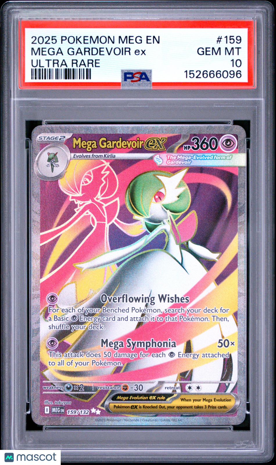 2025 Pokemon Meg EN-Mega Evolution Mega Gardevoir EX #159 Ultra Rare PSA 10