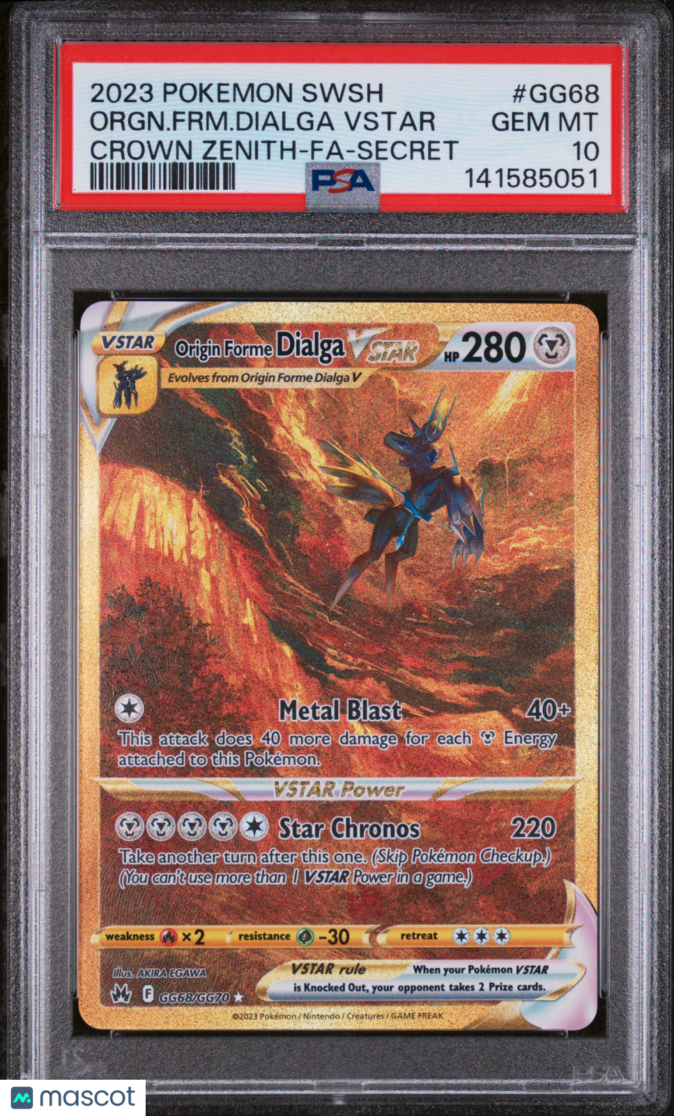 2023 Pokemon Sword And Shield Crown Zenith Orgn. FRM. Dialga VSTAR #GG68 Crown Zenith-Fa-Secret PSA 10