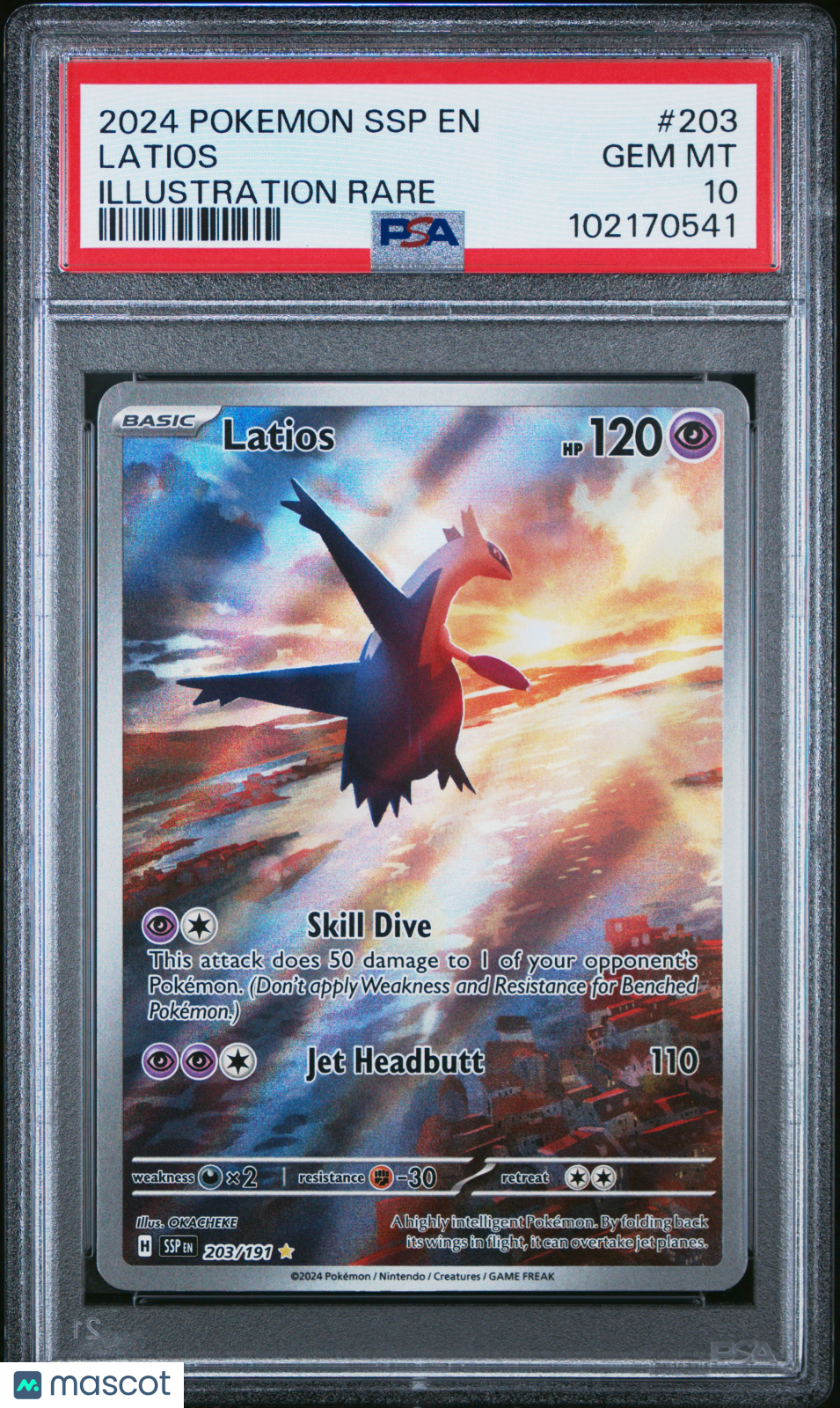 2024 Pokemon SSP EN-Surging Sparks Latios #203 Illustration Rare PSA 10
