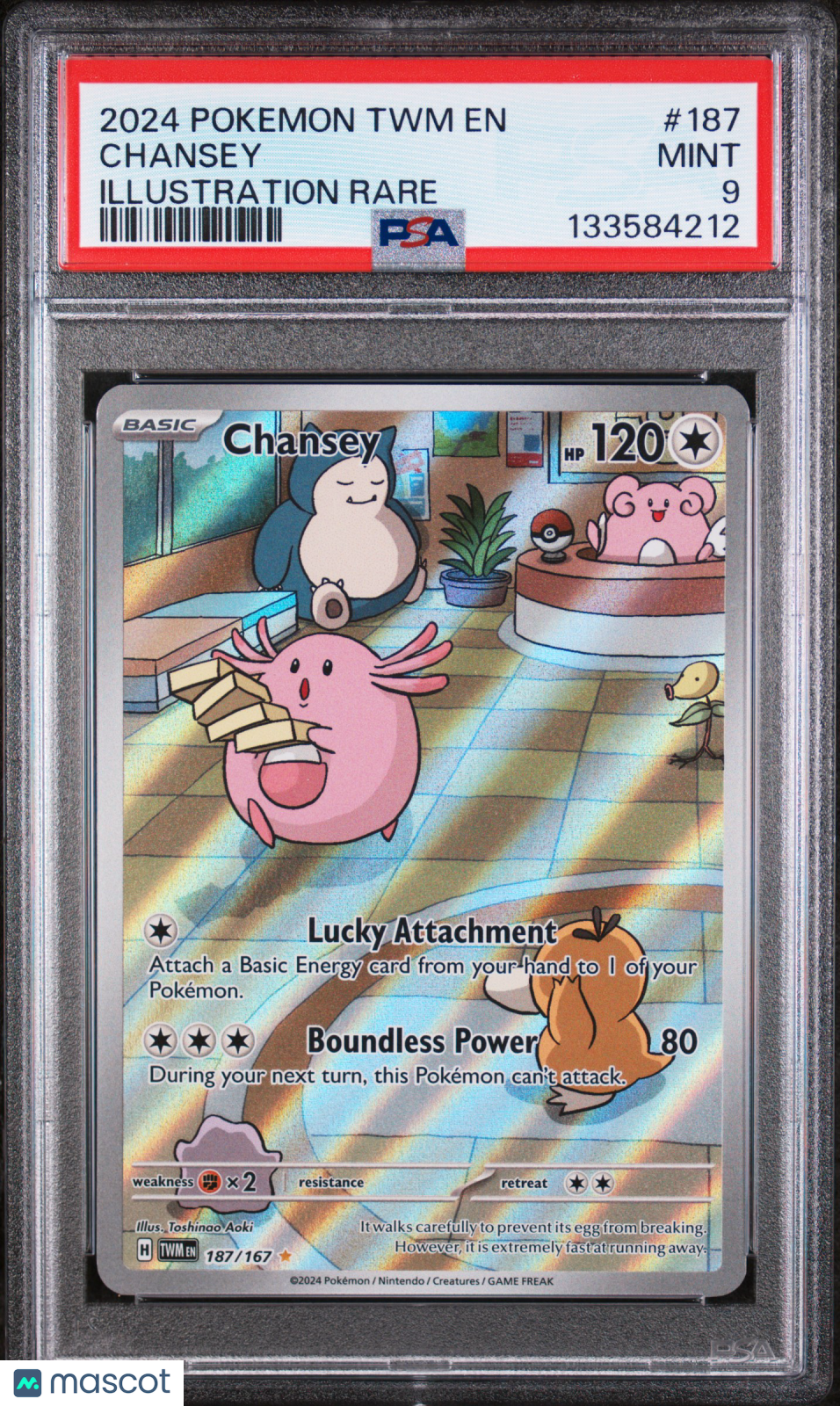 2024 Pokemon TWM EN-Twilight Masquerade Chansey #187 Illustration Rare PSA 9