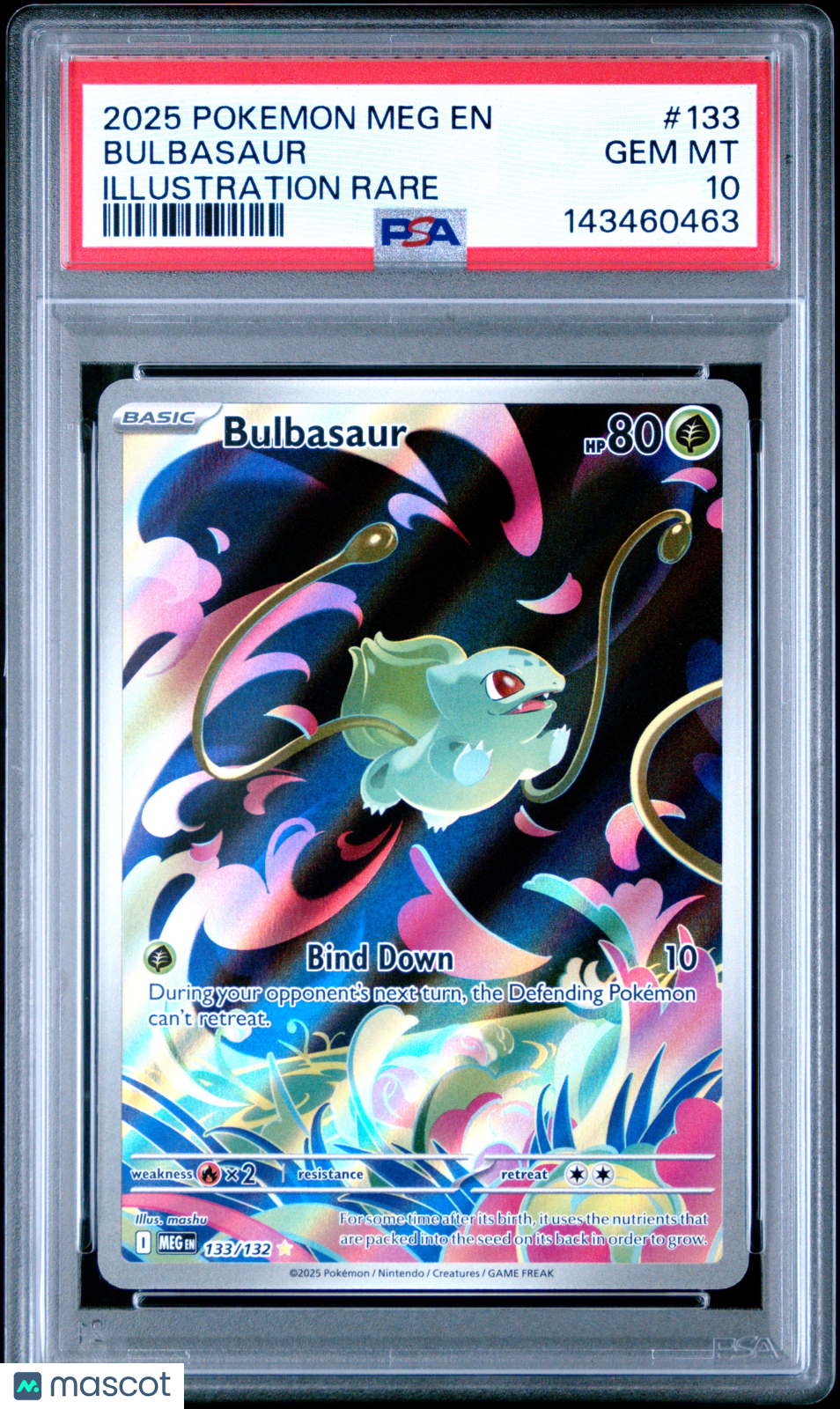 2025 Pokemon Meg EN-Mega Evolution Bulbasaur #133 Illustration Rare PSA 10