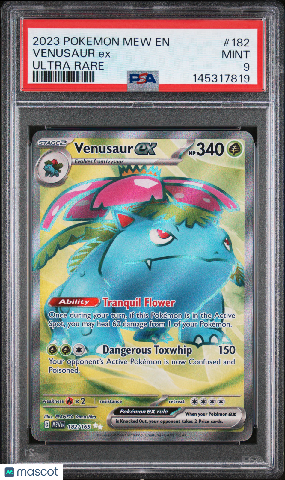 2023 Pokemon Mew EN-151 Venusaur EX #182 Ultra Rare PSA 9