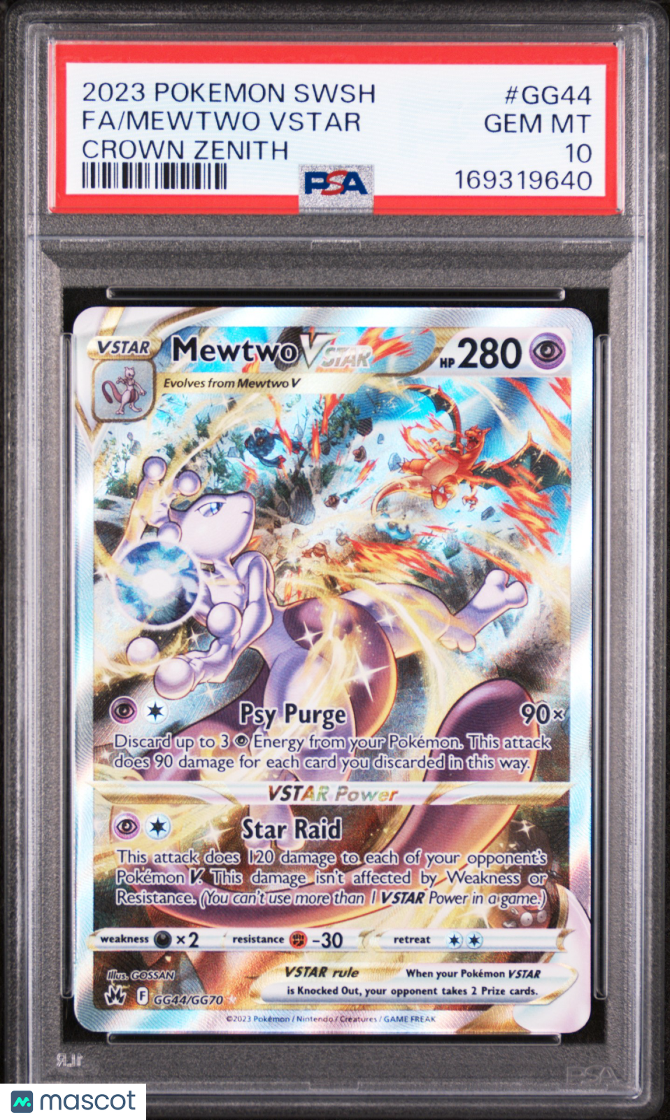 2023 Pokemon Sword And Shield Crown Zenith Mewtwo VSTAR #GG44 Fa Crown Zenith PSA 10