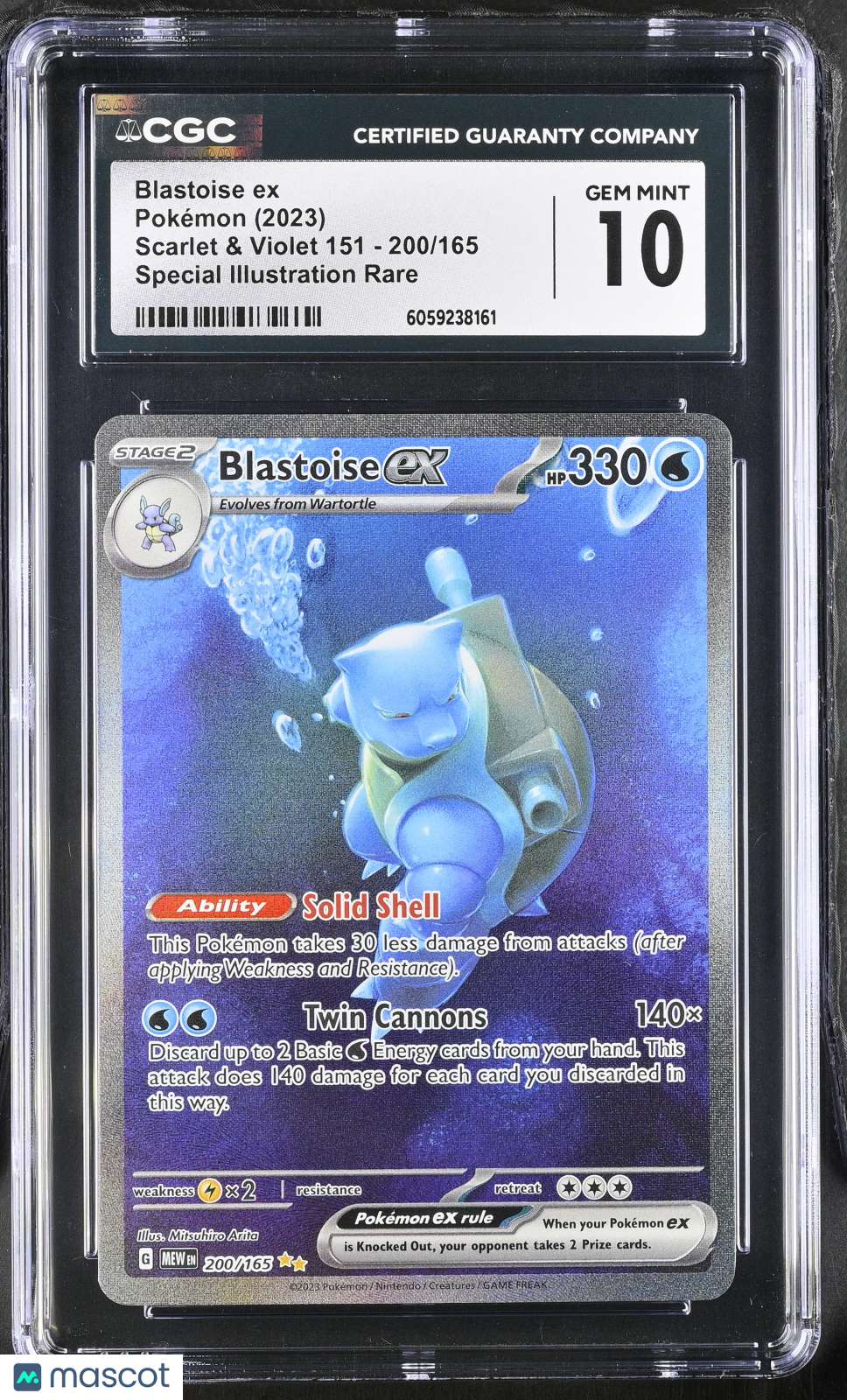 2023 Pokemon Blastoise ex #200/165 Special Illustration Rare CGC 10
