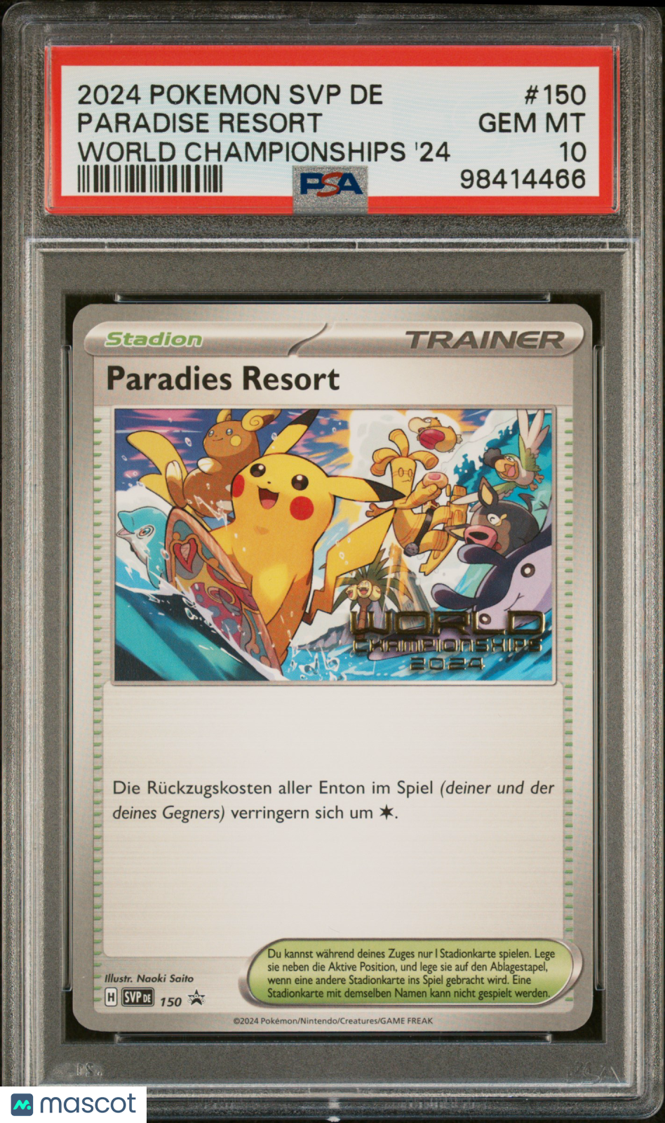2024 Pokemon German SVP De-SV Black Star Promo Paradise Resort #150 German World Championships '24 PSA 10