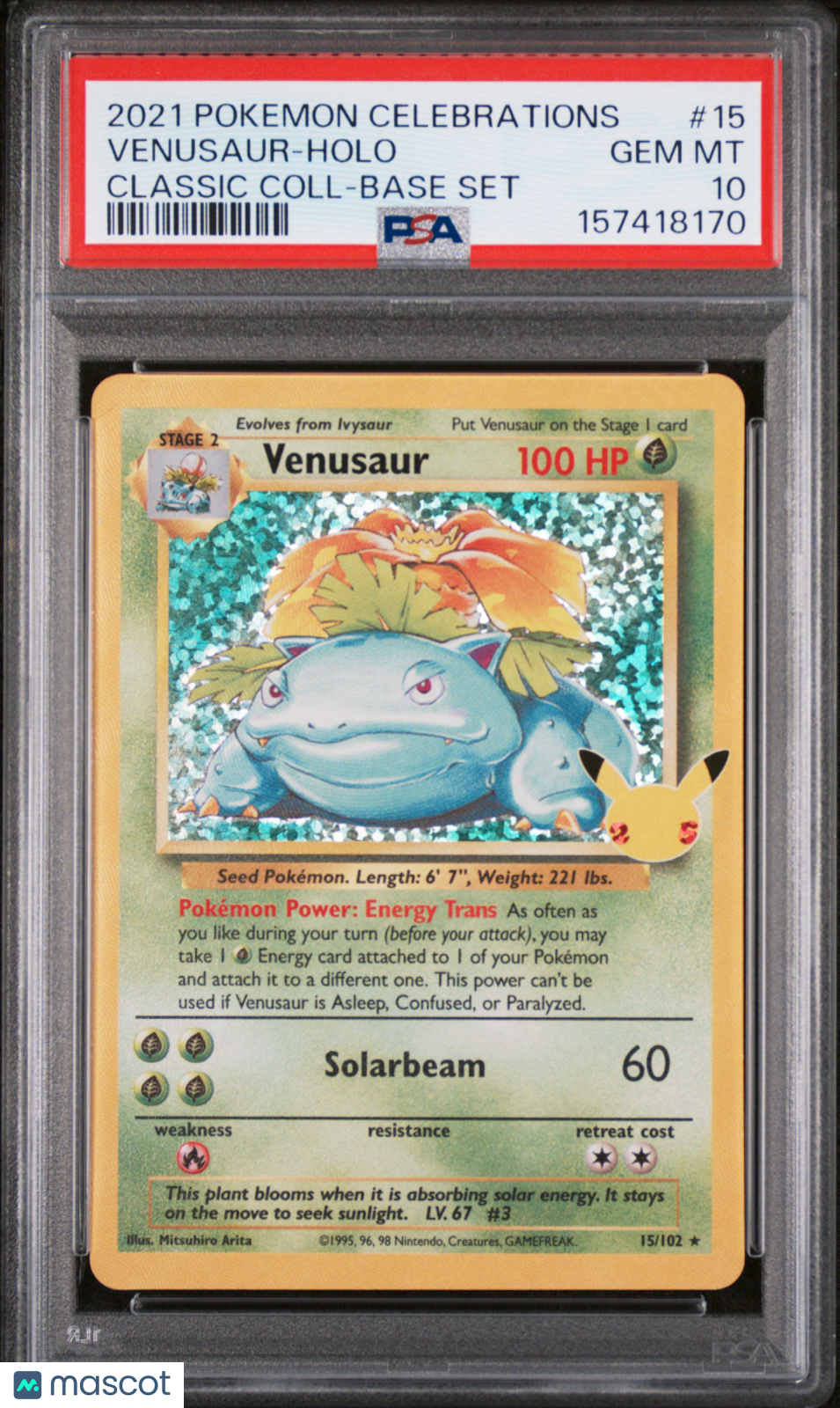 2021 Pokemon Celebrations Classic Collection Venusaur #15 Classic Coll-Base Set PSA 10