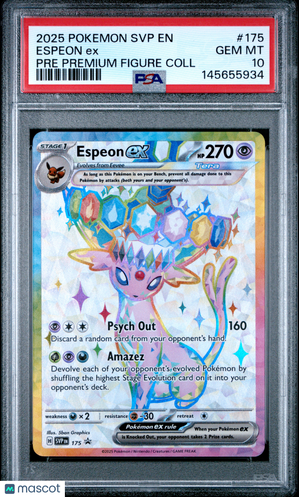 2025 Pokemon SVP EN-SV Black Star Promo Espeon EX #175 Pre Premium Figure Coll PSA 10