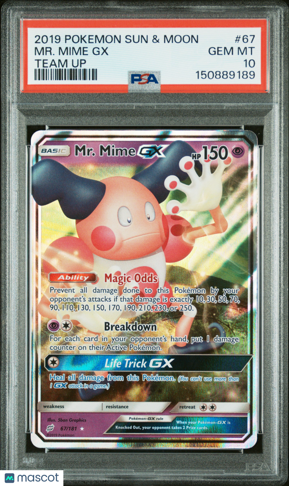 2019 Pokemon Sun & Moon Team Up MR. Mime GX #67 Team Up PSA 10