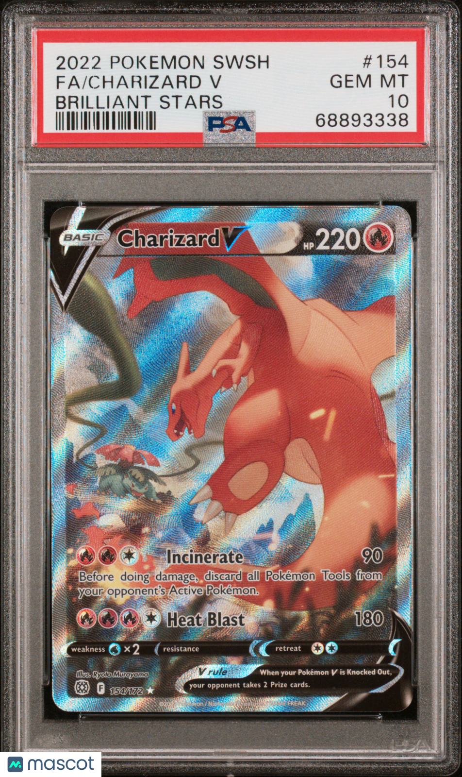 2022 Pokemon Sword & Shield Brilliant Stars Charizard V #154 Fa Brilliant Stars PSA 10