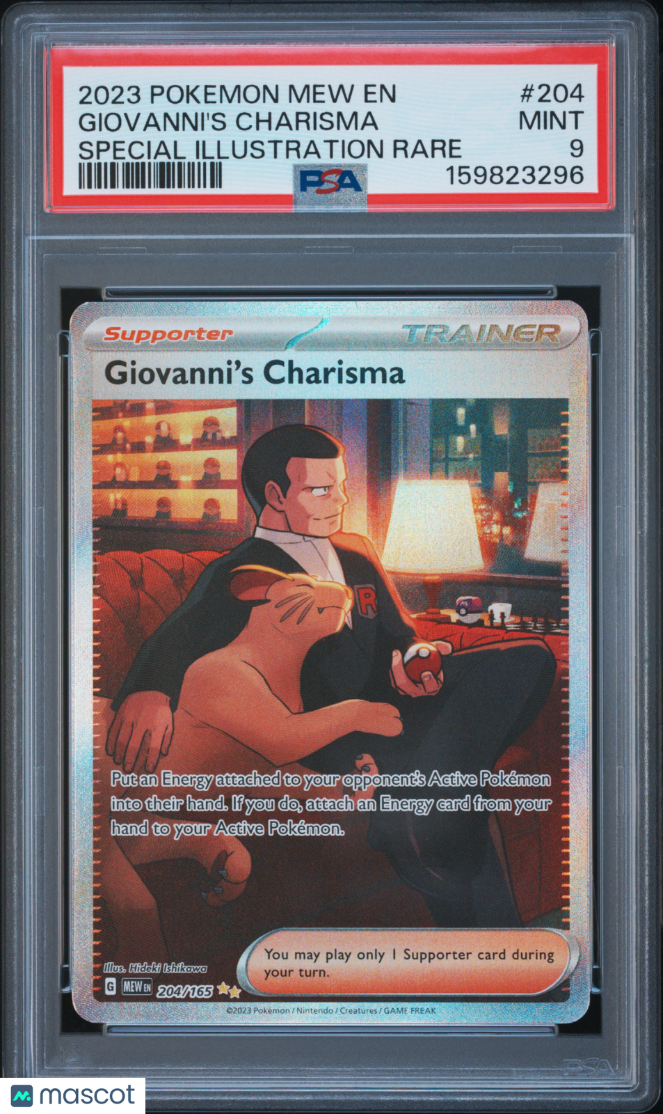 2023 Pokemon Mew EN-151 Giovanni's Charisma #204 Special Illustration Rare PSA 9