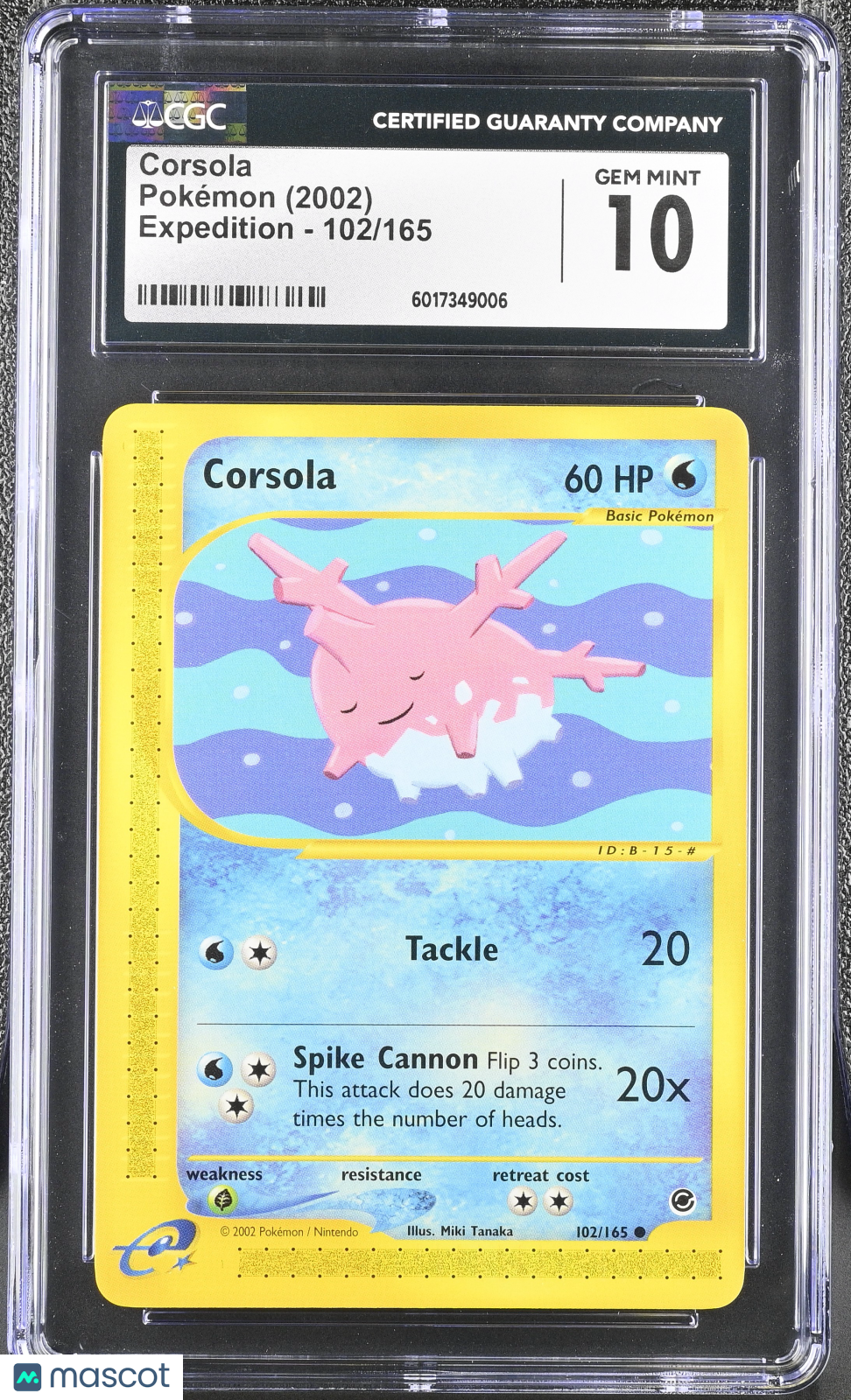 2002 Pokemon Corsola #102/165 102/165 CGC 10
