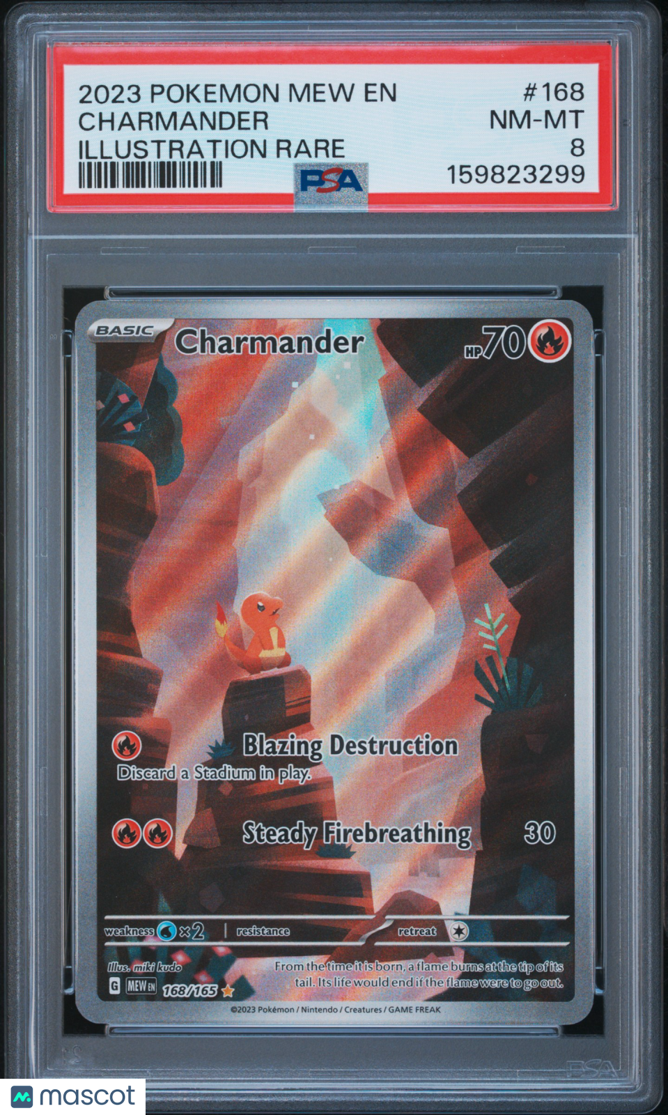 2023 Pokemon Mew EN-151 Charmander #168 Illustration Rare PSA 8