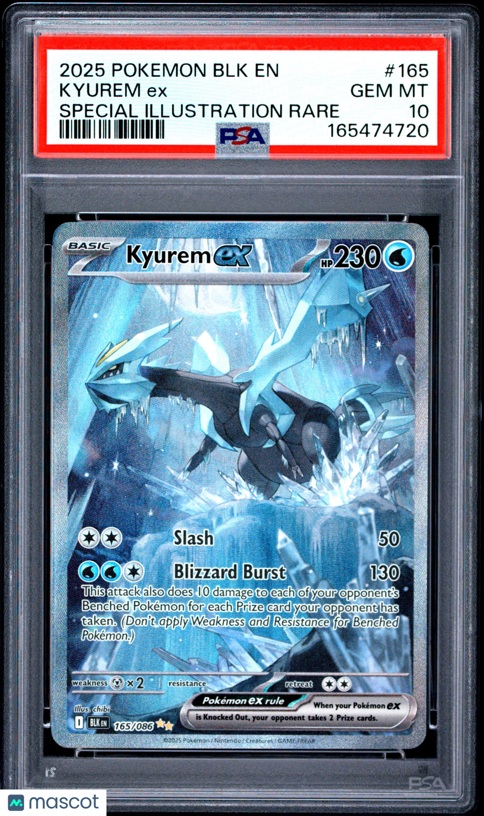 2025 Pokemon BLK EN-Black Bolt Kyurem EX #165 Special Illustration Rare PSA 10