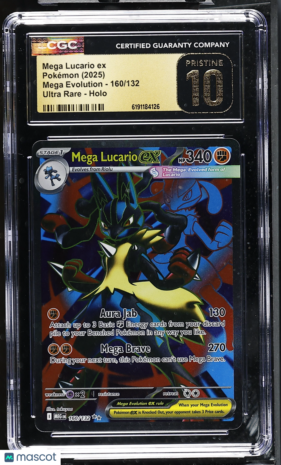 2025 Pokemon Mega Lucario ex #160/132 Ultra Rare CGC 10