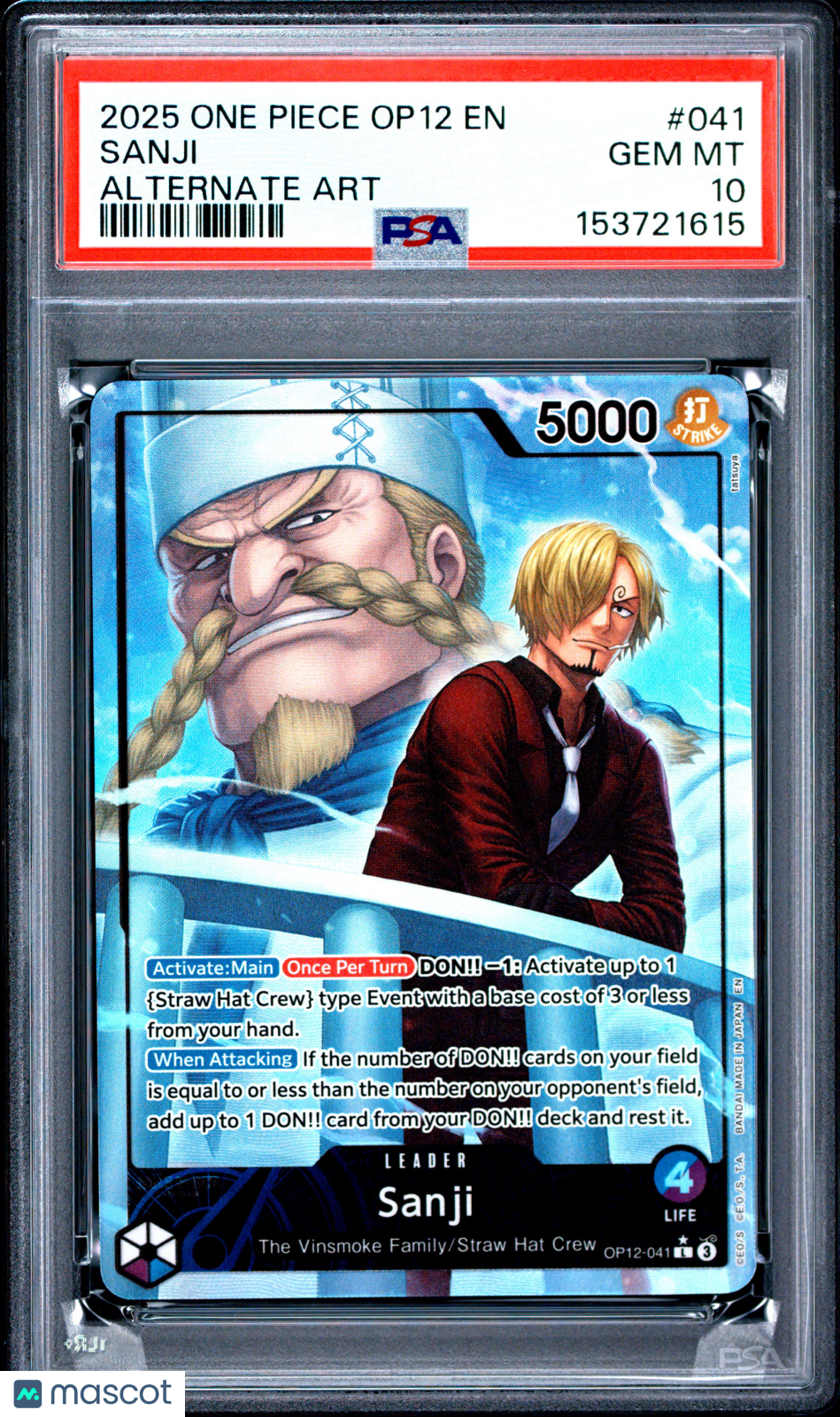 2025 One Piece Op12-Legacy Of The Master Sanji #041 Alternate Art PSA 10