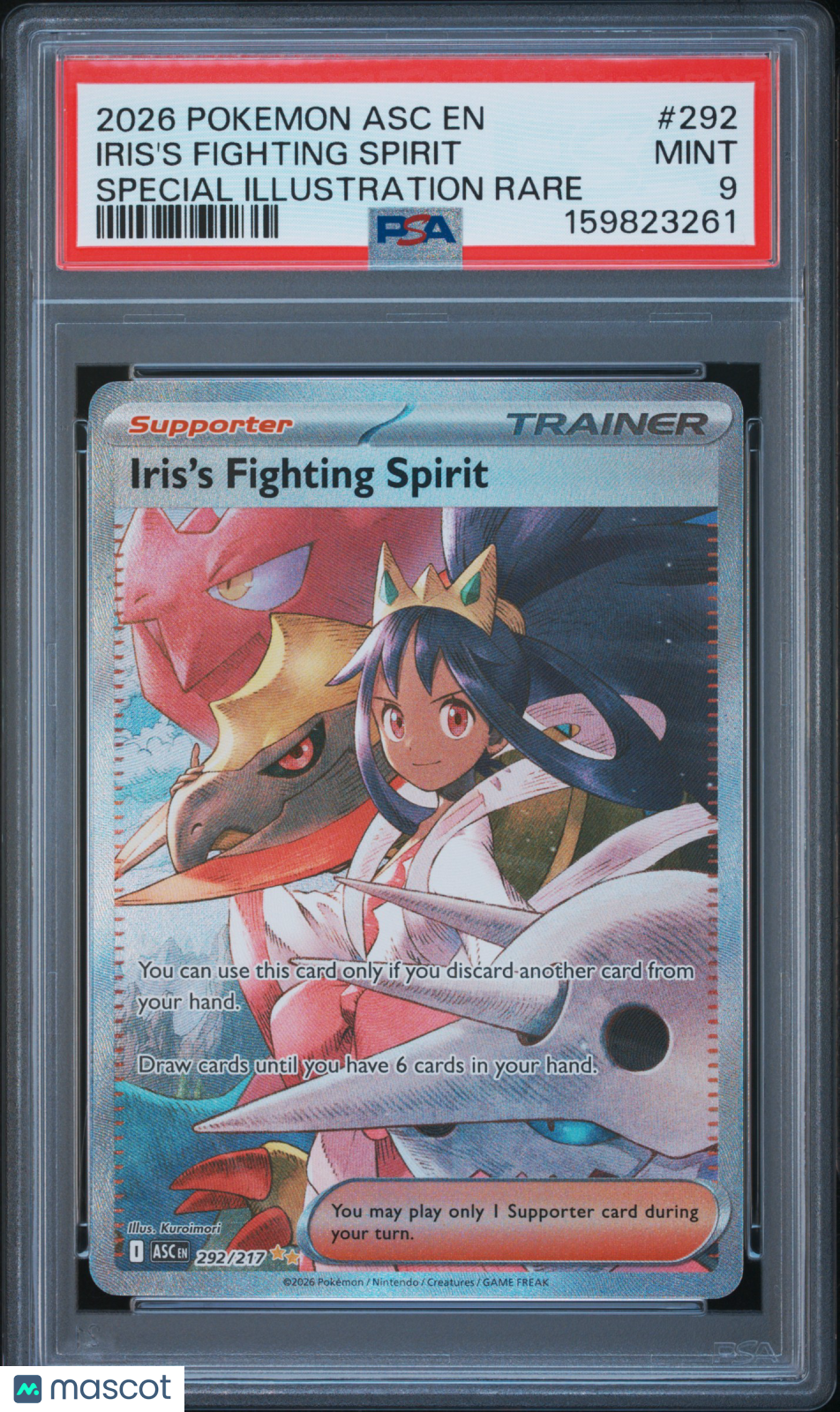 2026 Pokemon Asc EN-Ascended Heroes Iris's Fighting Spirit #292 Special Illustration Rare PSA 9