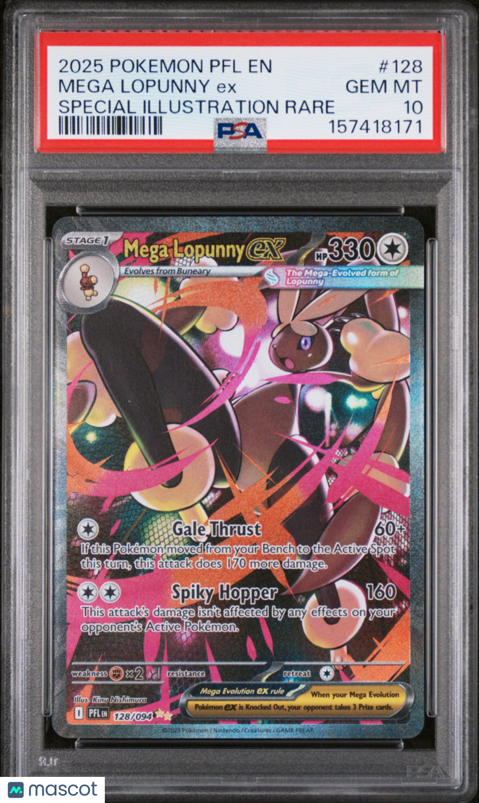 2025 Pokemon PFL EN-Phantasmal Flames Mega Lopunny EX #128 Special Illustration Rare PSA 10
