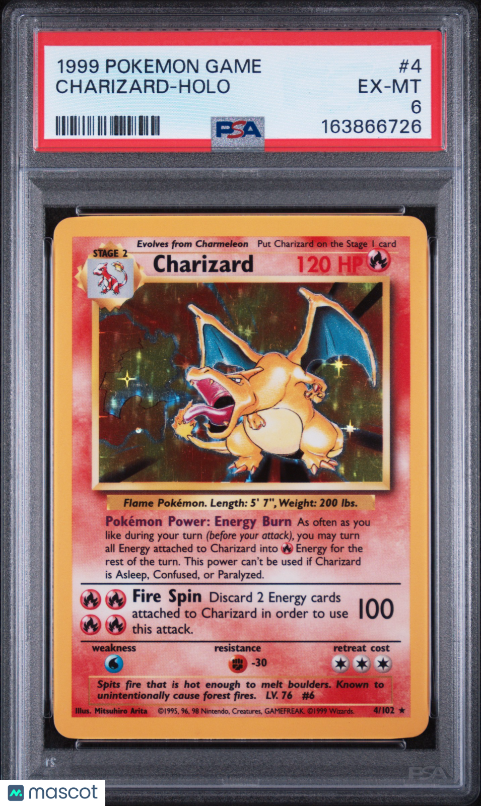 1999 Pokemon Game Charizard #4 PSA 6