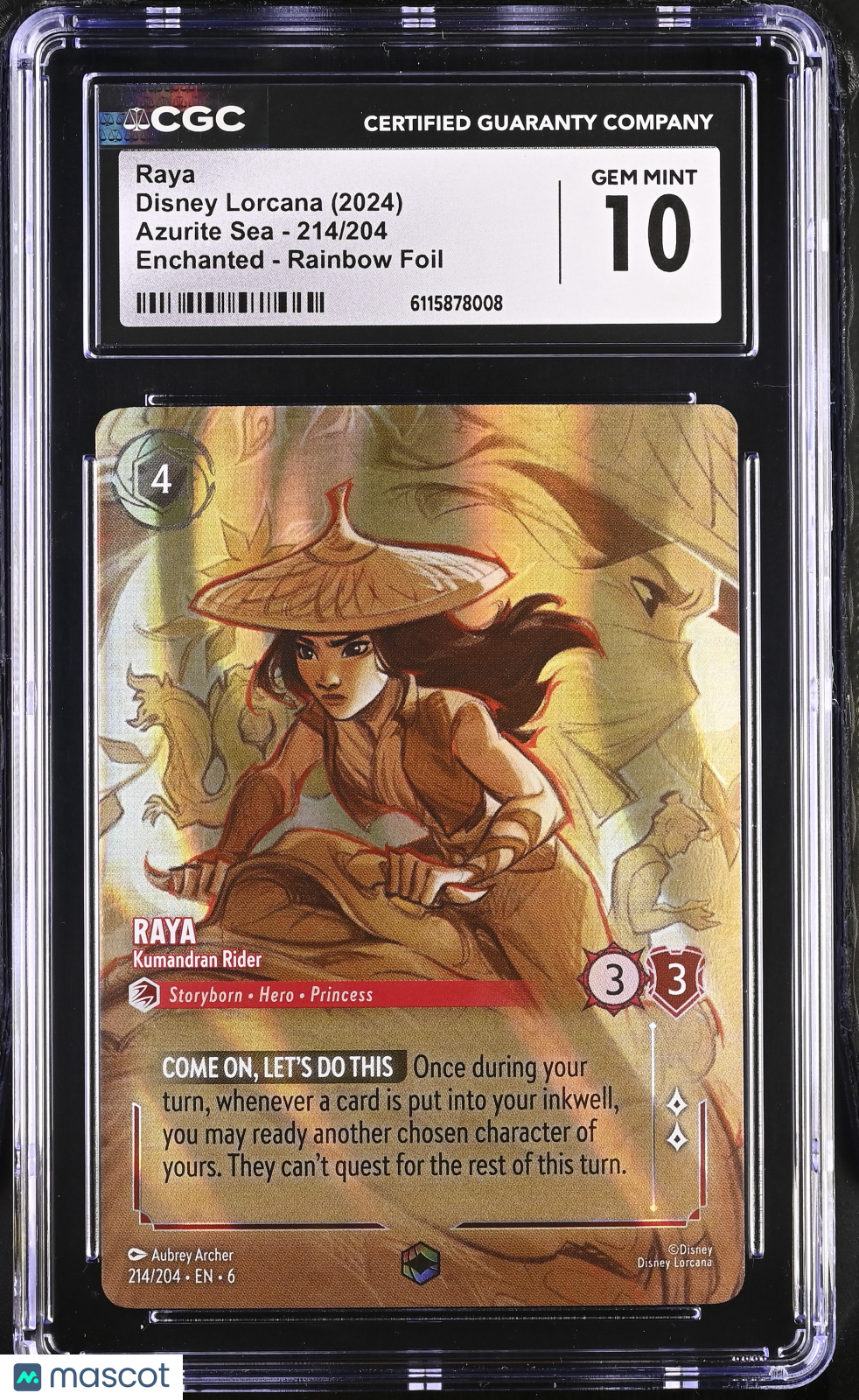 2024 Disney Lorcana Raya #214/204 CGC 10