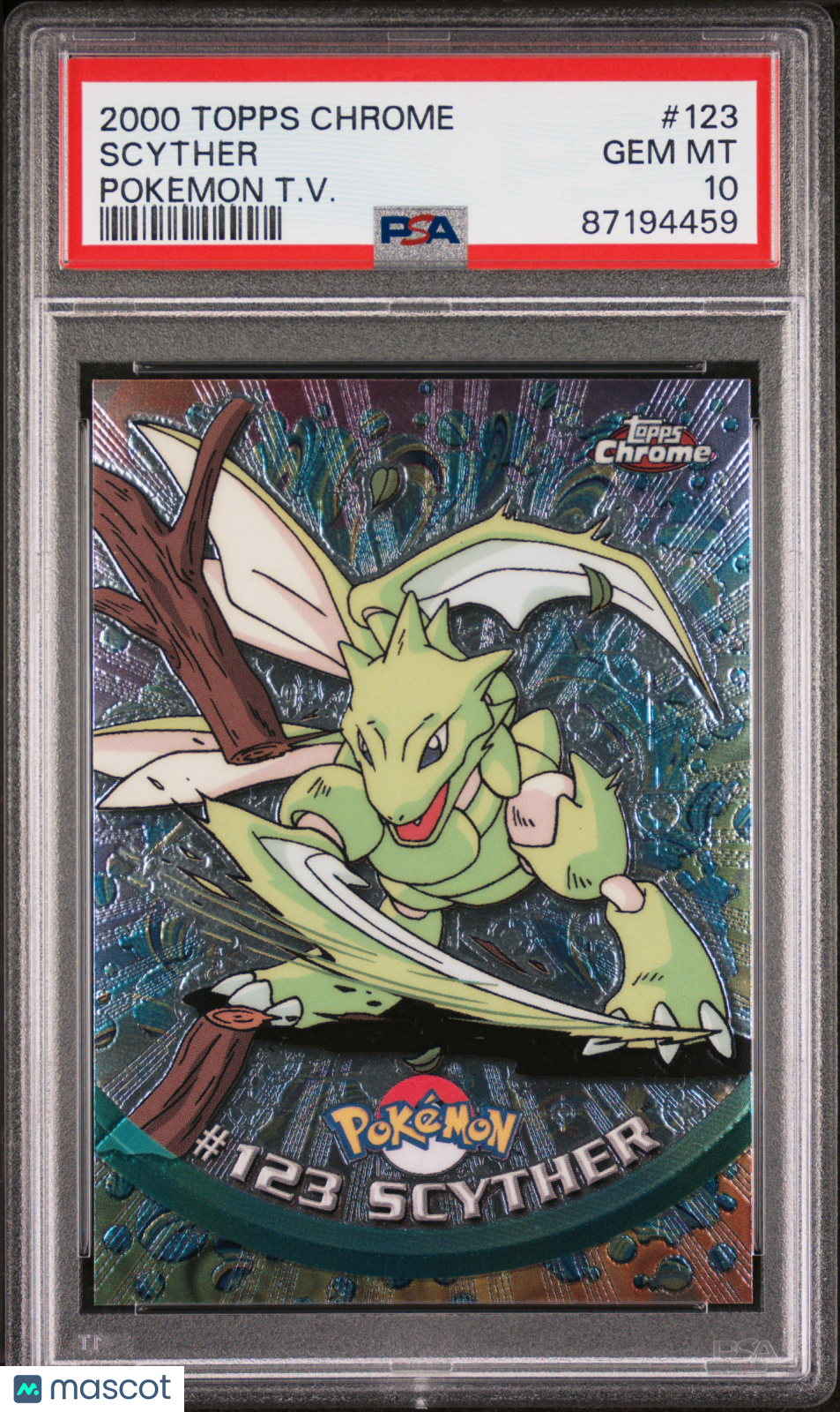 2000 Topps Chrome Pokemon T.V. Scyther #123 PSA 10