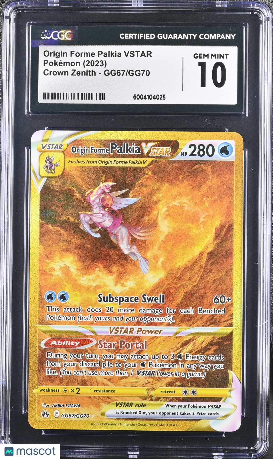 2023 Pokemon Origin Forme Palkia VSTAR #GG67/GG70 CGC 10