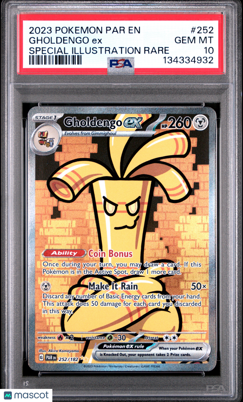 2023 Pokemon Par EN-Paradox Rift Gholdengo EX #252 Special Illustration Rare PSA 10