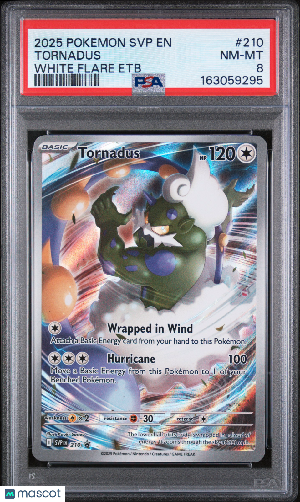 2025 Pokemon SVP EN-SV Black Star Promo Tornadus #210 White Flare Etb PSA 8