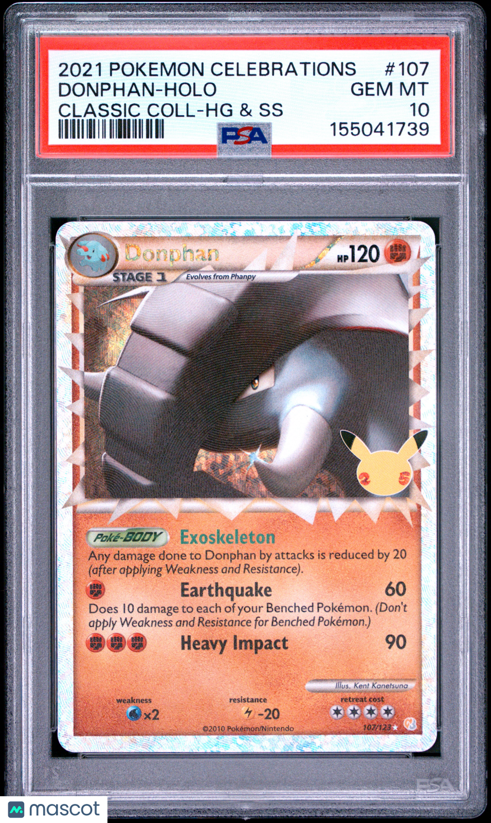2021 Pokemon Celebrations Classic Collection Donphan #107 Classic Coll-HG & SS PSA 10