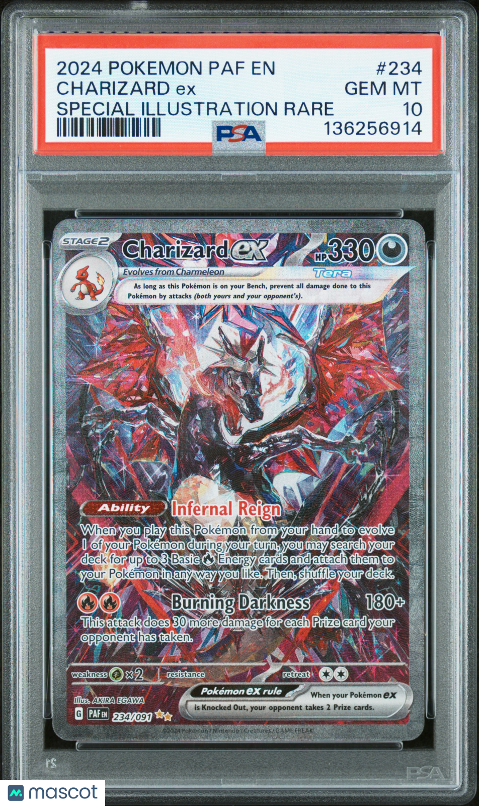 2024 Pokemon Paf EN-Paldean Fates Charizard EX #234 Special Illustration Rare PSA 10