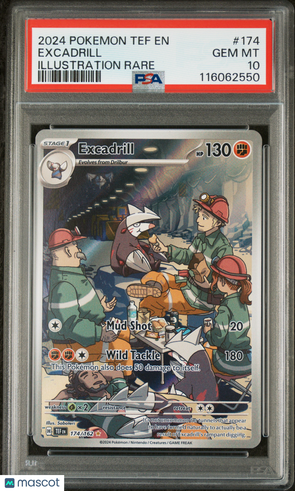 2024 Pokemon Tef EN-Temporal Forces Excadrill #174 Illustration Rare PSA 10