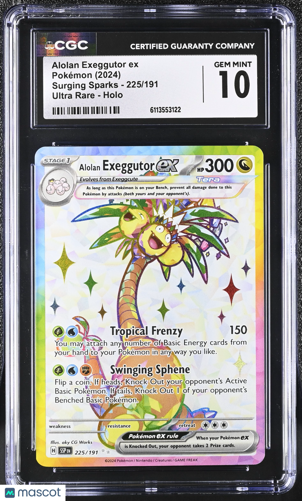 2024 Pokemon Alolan Exeggutor ex #225/191 Ultra Rare CGC 10
