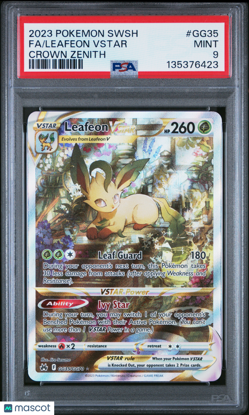 2023 Pokemon Sword And Shield Crown Zenith Leafeon VSTAR #GG35 Fa Crown Zenith PSA 9