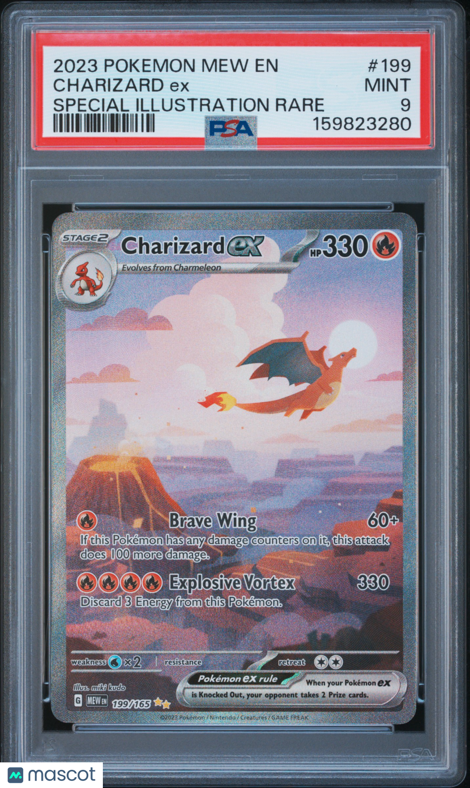 2023 Pokemon Mew EN-151 Charizard EX #199 Special Illustration Rare PSA 9