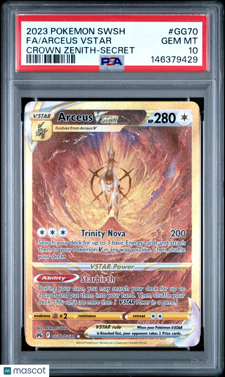 2023 Pokemon Sword And Shield Crown Zenith Arceus VSTAR #GG70 Crown Zenith-Secret Fa PSA 10