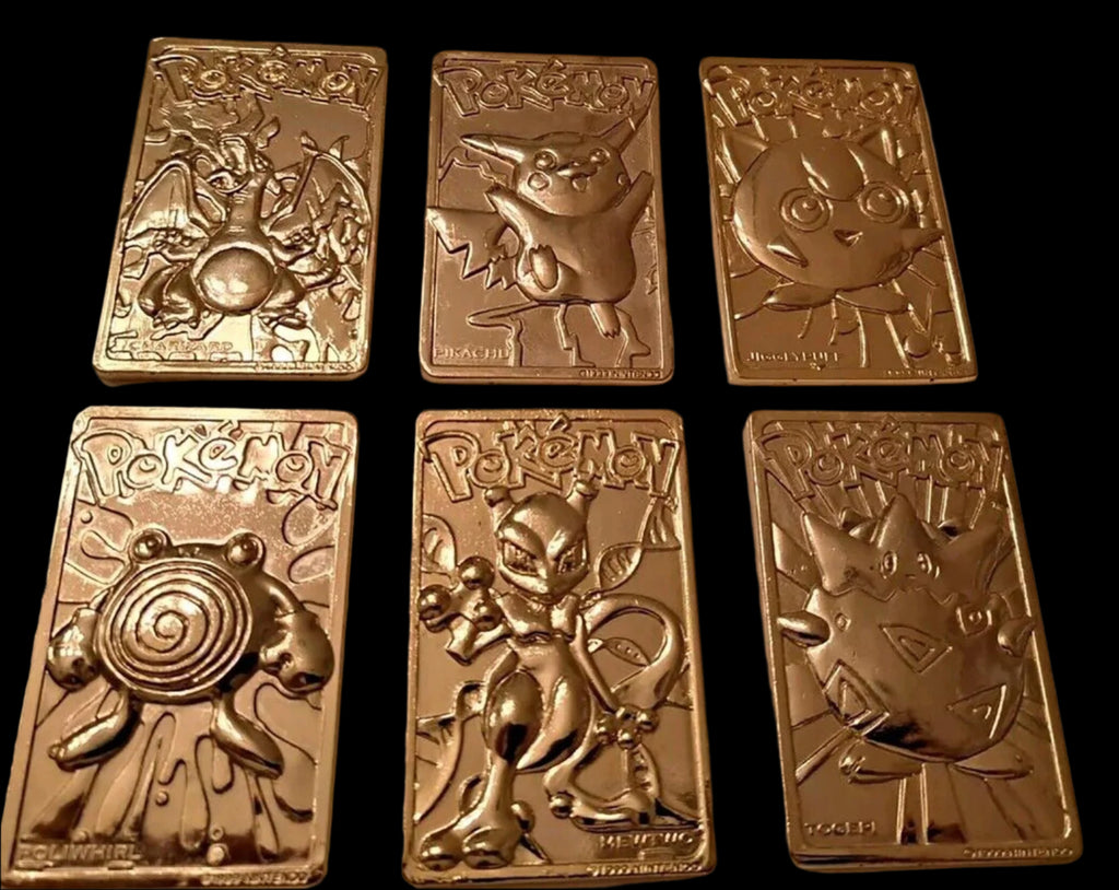 Vintage Pokemon - Burger King 23k Gold Plated Cards with Pokeball (Set of 6)